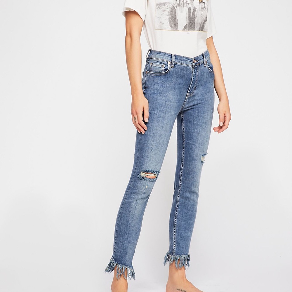 Free People Frayed Skinny Jeans